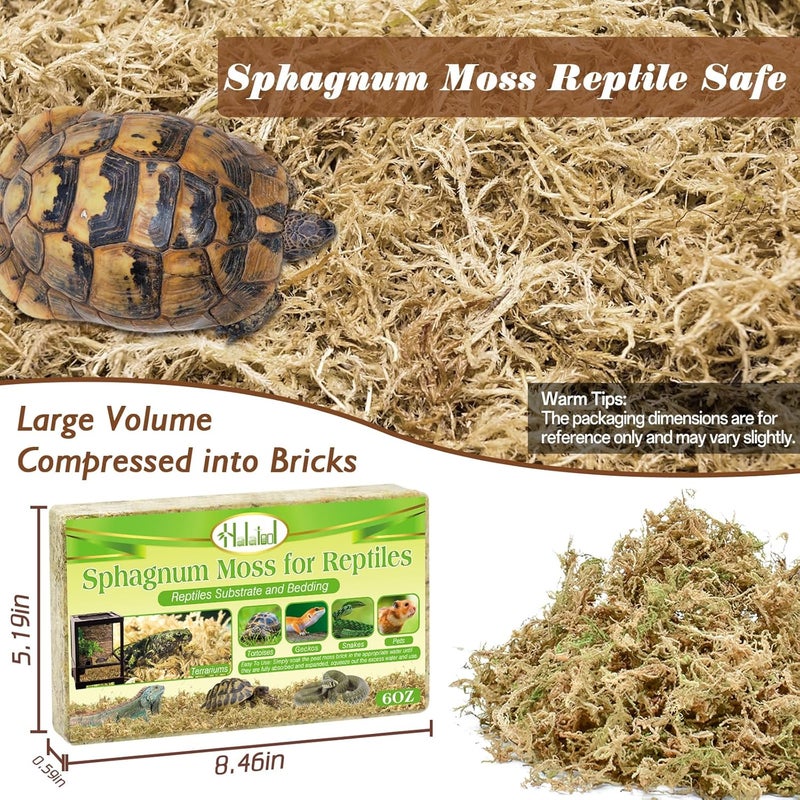 Halatool 6OZ Natural Sphagnum Moss Substrate for Reptiles - Terrarium Bedding with 72H Moisture Retention, Safe for Bearded Dragons, Geckos & Snake Shedding - Image 2